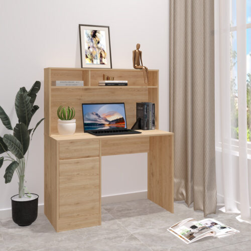 Γραφείο εργασίας Secreta pakoworld με ράφι σε oak απόχρωση 110x50x135εκ (x1)