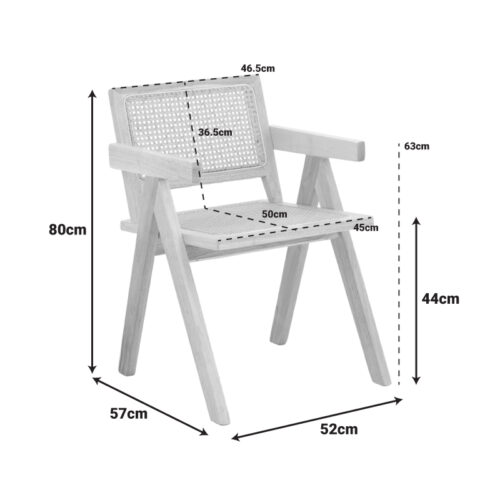 Πολυθρόνα Winslow pakoworld rubberwood-rattan σε φυσική απόχρωση 51x54x80εκ (x1)