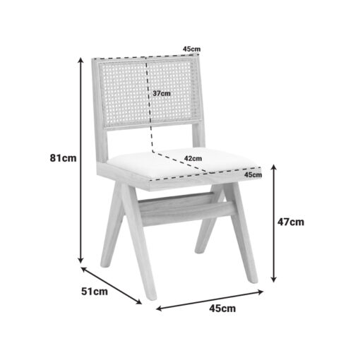 Καρέκλα Winslow pakoworld rubberwood σε φυσική απόχρωση-ύφασμα λευκό 46x58x80εκ (x1)