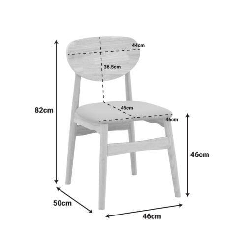 Καρέκλα Cardith pakoworld rubberwood-plywood σε φυσική απόχρωση-pu μαύρο 48x51x78εκ (x1)
