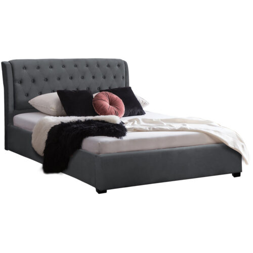 ΚΡΕΒΑΤΙ ODALYS 150X200 ΒΕΛΟΥΔΟ ΥΦΑΣΜΑ ΓΚΡΙ HM549.11 164x223x100 εκ. (x1)