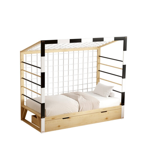 ΚΡΕΒΑΤΙ ΠΑΙΔΙΚΟ τ.MONTESSORI ΜΕ ΣΥΡΤΑΡΙ GOALIE HM700 ΞΥΛΟ ΠΕΥΚΟΥ ΦΥΣΙΚΟ-ΛΕΥΚΟ-ΜΑΥΡΟ- 190x90εκ (x1)