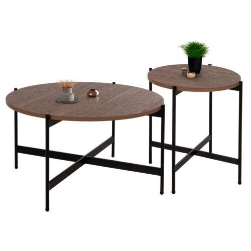 ΣΕΤ 2ΤΜΧ ΤΡΑΠΕΖΙΑ ΣΑΛΟΝΙΟΥ RONDA HM21089.03 MDF ΣΕ ΚΑΡΥΔΙ ΧΡΩΜΑ Φ80εκ & Φ50εκ (x1)