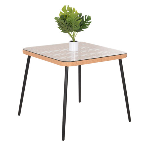 ΤΡΑΠΕΖΙ ΤΕΤΡΑΓΩΝΟ ALLEGRA HM5536.11 ΜΕΤΑΛ.ΜΑΥΡΟ-P.E. RATTAN ΦΥΣΙΚΟ 79,5x79,5x72,5Υεκ (x1)