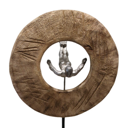 Επιτραπέζιο διακοσμητικό Manny Inart φυσικό μάνγο ξύλο-αλουμίνιο 31x18x50εκ (x1)