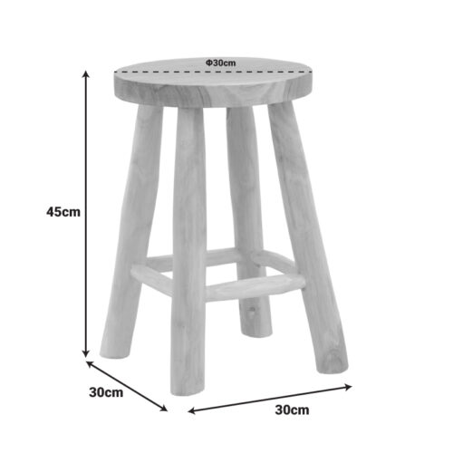 Σκαμπό Sega pakoworld teak ξύλο σε φυσική απόχρωση Φ30x45εκ (x1)
