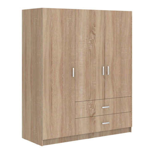 Ντουλάπα τρίφυλλη Royal pakoworld με συρτάρια και πατάρι sonoma 150x58x230εκ (x1)