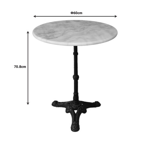 Τραπέζι μαρμάρινο Ancara pakoworld μαντέμι σε λευκή-μαύρη απόχρωση Φ60x70.8εκ (x1)