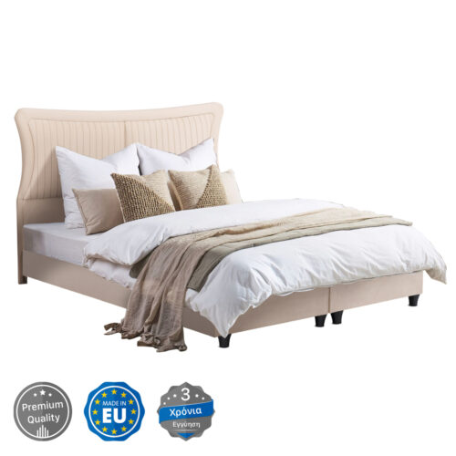 ΚΡEΒΑΤΙ ΔΙΠΛΟ NESTOR HM715 ΜΠΕΖ ΒΕΛΟΥΔΟ ΓΙΑ ΣΤΡΩΜΑ 160x200εκ. (x1)