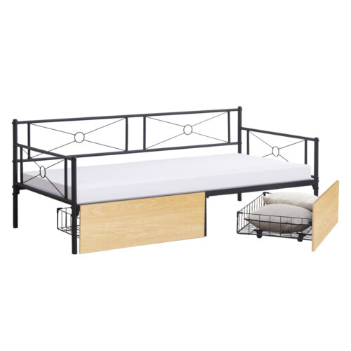 ΚΡΕΒΑΤΙ-ΚΑΝΑΠΕΣ BERNIE HM21120.02 ΜΑΥΡΟΣ ΜΕΤΑΛ.ΣΚΕΛΕΤΟΣ & 2 SONAMA ΣΥΡΤΑΡΙΑ-190x90εκ. (x1)