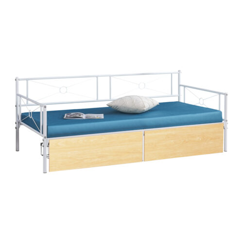 ΚΡΕΒΑΤΙ-ΚΑΝΑΠΕΣ BERNIE HM21121.02 ΛΕΥΚΟ ΜΕΤΑΛΛΟ & 2 SONAMA ΣΥΡΤΑΡΙΑ- ΓΙΑ 190x90εκ. (x1)