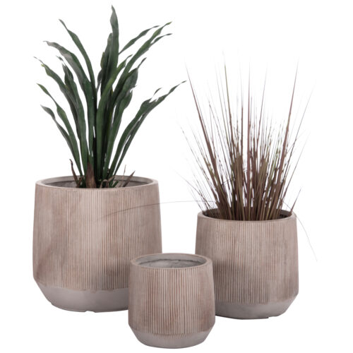 ΣΕΤ 3ΤΜΧ ΓΛΑΣΤΡΕΣ ΣΤΡΟΓΓΥΛΕΣ ΣΕΙΡΑ GARDENER HM4724 FIBERCLAY-ΧΡΩΜΑ CEMENT Φ55x55Υεκ (x1)