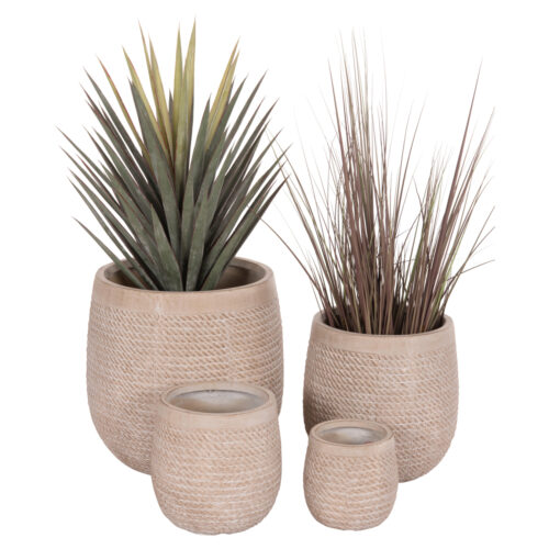 ΣΕΤ 4ΤΜΧ ΓΛΑΣΤΡΕΣ ΣΤΡΟΓΓΥΛΕΣ GARDENER HM4722 FIBERCLAY--IVORY CEMENT Φ54x54Υεκ (x1)