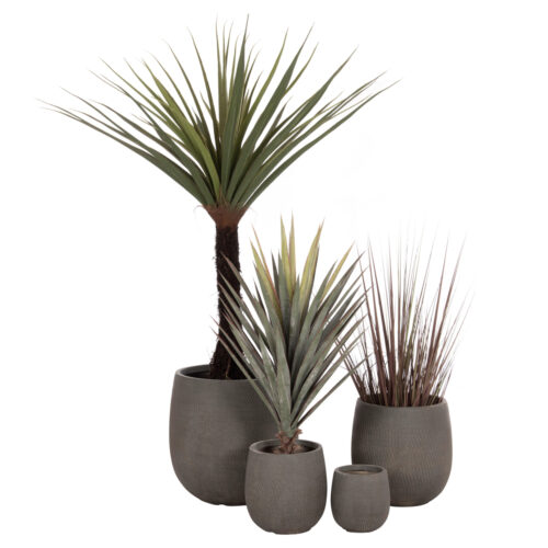 ΣΕΤ 4ΤΜΧ ΓΛΑΣΤΡΕΣ ΣΤΡΟΓΓΥΛΕΣ GARDENER HM4726 FIBERCLAY ΓΚΡΙΖΟΠΡΑΣΙΝΟ Φ52x55Υεκ (x1)