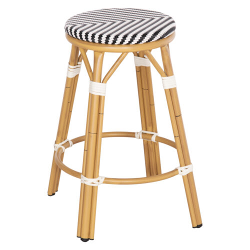 ΣΚΑΜΠΟ ΑΛΟΥΜΙΝΙΟΥ ΜΕΣ.ΥΨΟΥΣ CHINO HM6286.03 BAMBOO LOOK & TEXTILENE ΜΑΥΡΟ 43x43x65Υεκ (x1)