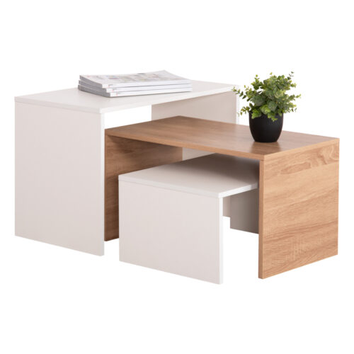 ΤΡΑΠΕΖΙ ΣΑΛΟΝΙΟΥ ΣΕΤ 3ΤΜΧ BENTIL HM9444.11 ΜΕΛΑΜΙΝΗ SONAMA-ΛΕΥΚΟ 65x35x45Υεκ (x1)