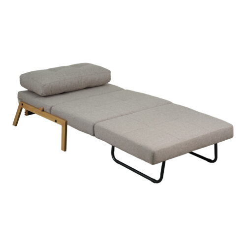 Πολυθρόνα-κρεβάτι Fancy pakoworld ύφασμα σε μπεζ απόχρωση με φυσικό πόδι 95x98x70εκ (x1)