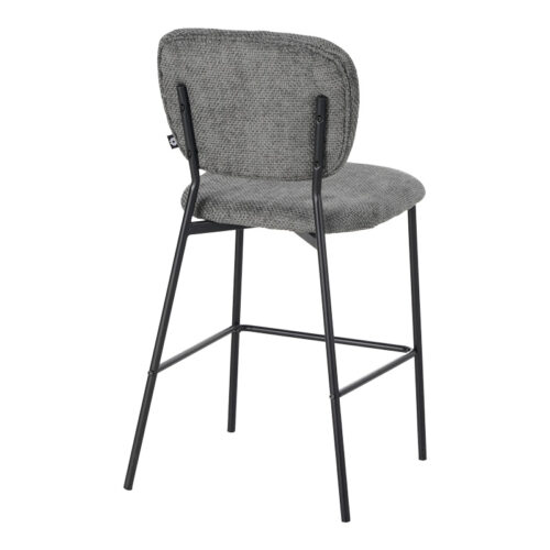 Σκαμπό μπαρ Cathair pakoworld μπουκλέ ύφασμα σε γκρι απόχρωση με μαύρα μεταλλικά πόδια 48x54x100εκ (x2)