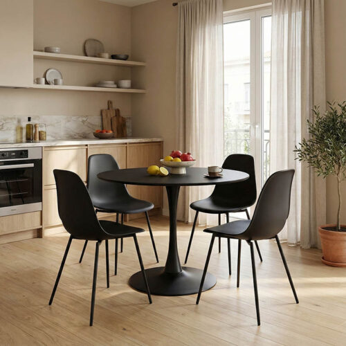 Tραπέζι Balou pakoworld mdf σε μαύρη απόχρωση Φ100x73εκ (x1)