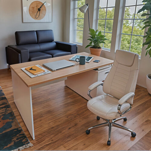 Καρέκλα γραφείου διευθυντή Sonar pakoworld pu σε λευκή απόχρωση (x1)