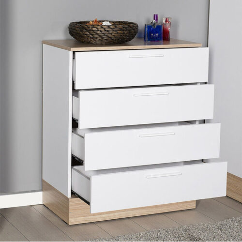 Συρταριέρα Pelita pakoworld σε λευκή-oak απόχρωση 72x40x88εκ (x1)