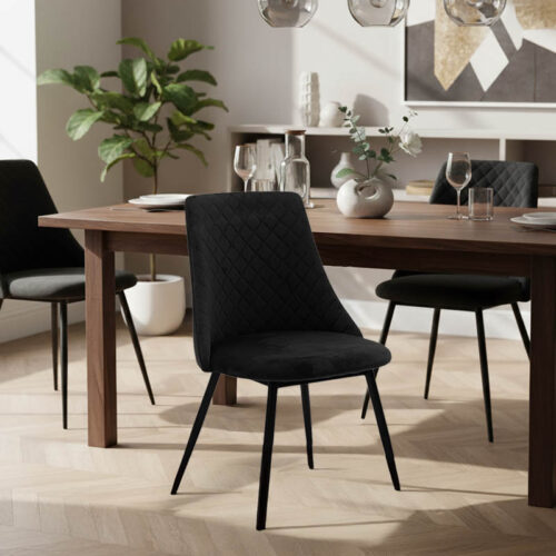 Καρέκλα Giselle pakoworld βελούδο μαύρο-πόδι μαύρο (x4)