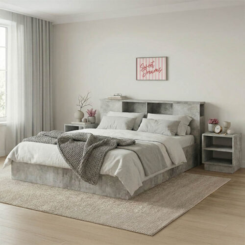 Κρεβάτι διπλό OLYMPUS pakoworld σε χρώμα antique ανθρακί 160x200εκ (x1)