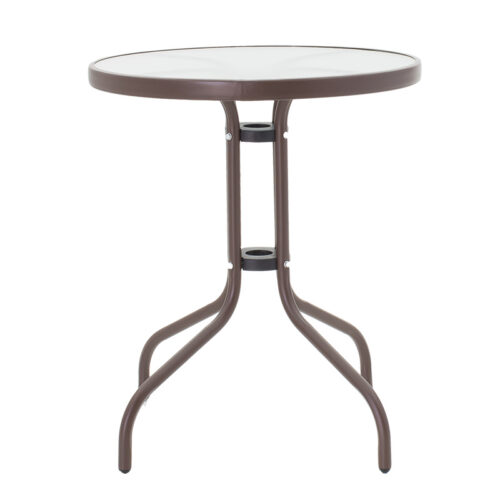 Τραπέζι Watson pakoworld μέταλλο καφέ-γυαλί Φ60x70εκ (x1)