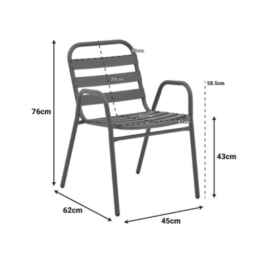 Πολυθρόνα Sussie pakoworld στοιβαζόμενη καφέ μέταλλο με φέτες αλουμινίου 45x62x76εκ (x1)