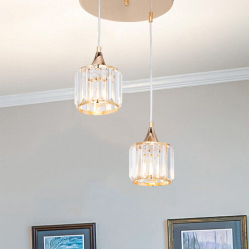 Φωτιστικό οροφής δίφωτο PWL-1025 pakoworld Ε27 χρυσό-γυαλί Φ30x70εκ (x1)