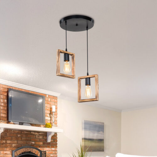 Φωτιστικό οροφής δίφωτο Isolate pakoworld Ε27 καρυδί Φ43x83εκ (x1)