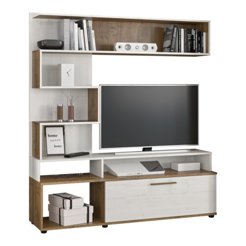 Σύνθετο σαλονιού Jasper pakoworld καρυδί-αντικέ λευκό 151.5x37.5x169.5εκ (x1)