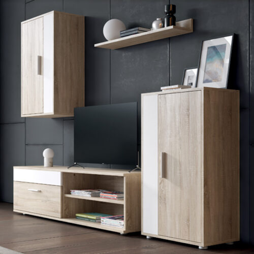 Σύνθετο σαλονιού Zafira pakoworld sonoma-λευκό 190x35x190εκ (x1)