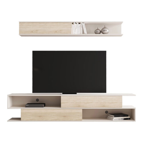 Σύνθετο σαλονιού Brick pakoworld σε sonoma oak-κρεμ απόχρωση 240x40x50.4εκ (x1)