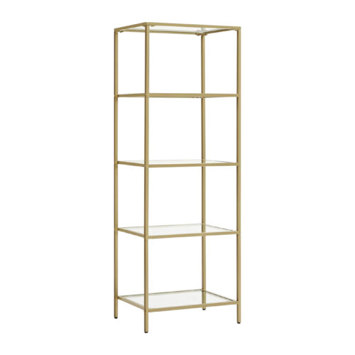 Ραφιέρα μεταλλική με γυάλινη επιφάνεια Letus pakoworld σε χρυσή απόχρωση 40x30x125εκ (x1)