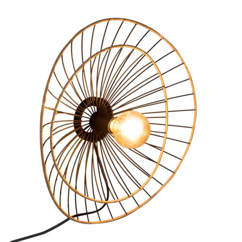 Φωτιστικό τοίχου-απλίκα Alara pakoworld E27 40W χρυσό-μαύρο Φ45x11εκ (x1)