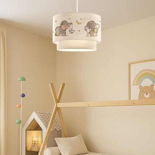 Παιδικό φωτιστικό οροφής μονόφωτο PWL-1096 pakoworld Ε27 λευκό-γκρι Φ30x20εκ (x1)