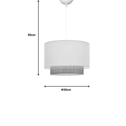 Φωτιστικό οροφής Newbay pakoworld ύφασμα και ψάθα σε λευκό-φυσικό χρώμα Φ30x20εκ (x1)