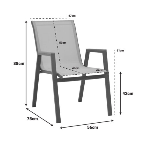 Πολυθρόνα Azelie pakoworld αλουμινίου σε απόχρωση textilene μπεζ και πόδι λευκό 56x75x88εκ (x1)