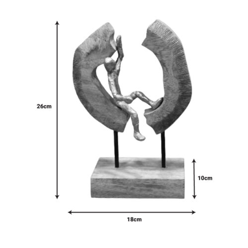 Επιτραπέζιο διακοσμητικό Vualo Inart φυσικό μάνγκο ξύλο-αλουμίνιο 18x10x26εκ (x1)
