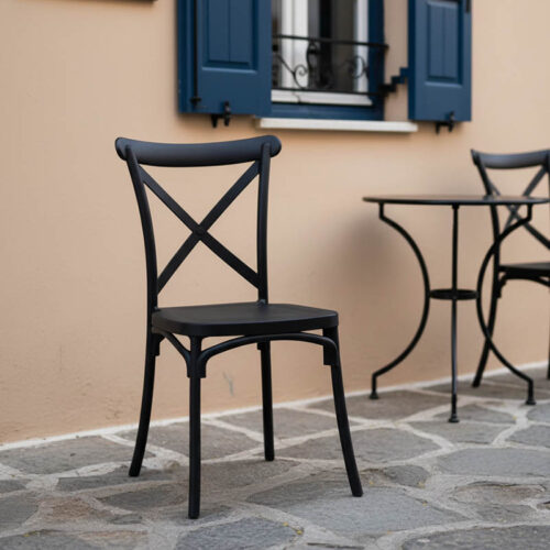 Καρέκλα Crossie pakoworld στοιβαζόμενη pp σε ανθρακί απόχρωση 38x46.5x82εκ (x1)