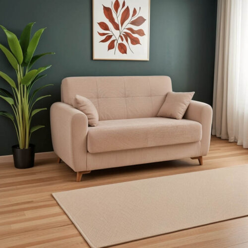 Καναπές-κρεβάτι με αποθηκευτικό χώρο διθέσιος Lincoln pakoworld μπεζ ύφασμα 165x75x85εκ (x1)