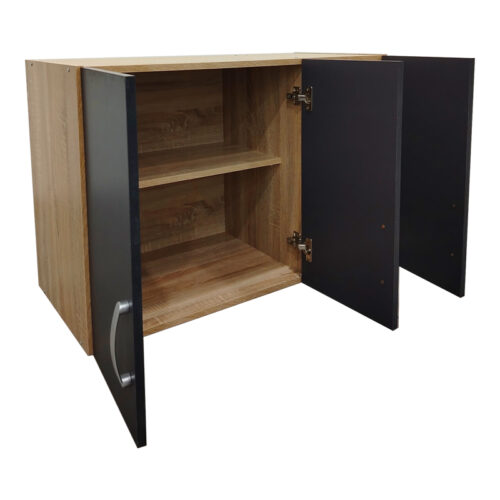 Πατάρι ντουλάπας τρίφυλλο Athos pakoworld σε sonoma-ανθρακί απόχρωση 90x41.5x60εκ (x1)