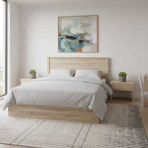 Κρεβάτι Athos pakoworld σε sonoma απόχρωση 160x200εκ (x1)