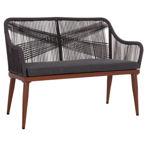 ΚΑΝΑΠΕΣ 2ΘΕΣΙΟΣ MYRTIA HM5550.11 AΛΟΥΜΙΝΙΟ ΚΑΦΕ--ΑΝΘΡΑΚΙ P.E. ΣΧΟΙΝΙ 123x61x90Υεκ (x1)