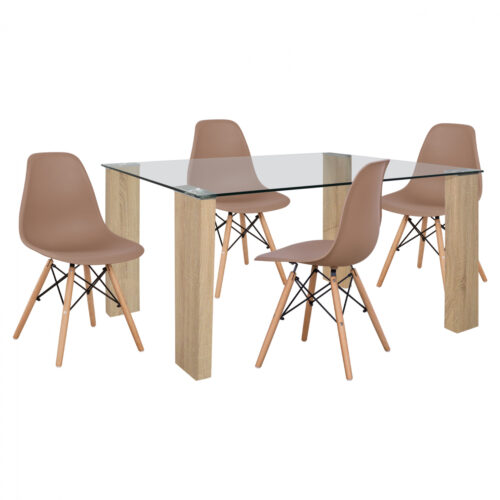 ΣΕΤ ΤΡΑΠΕΖΑΡΙΑ 5ΤΜΧ ΜΕ ΤΡΑΠΕΖΙ MORGAN 140Χ80X75 & ΚΑΡΕΚΛΕΣ TWIST ΚΑΠΟΥΤΣΙΝΟ HM11406 (x1)