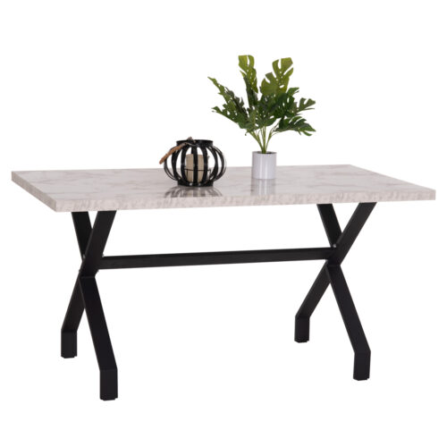 ΤΡΑΠΕΖΙ ΚΟΥΖΙΝΑΣ LANA HM18221.01 ΜΕΛΑΜΙΝΗ ΛΕΥΚΟ ΜΑΡΜΑΡΟ-ΜΑΥΡΑ ΜΕΤΑΛ.ΠΟΔΙΑ 140x70x72Υεκ (x1)