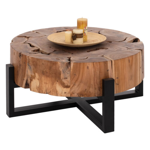 ΤΡΑΠΕΖΙ ΣΑΛΟΝΙΟΥ MOBLEY HM9352 ΑΠΟ ΜΑΣΙΦ ΞΥΛΟ ΤEAK ΦΥΣΙΚΟ Φ80x40YΕκ. (x1)