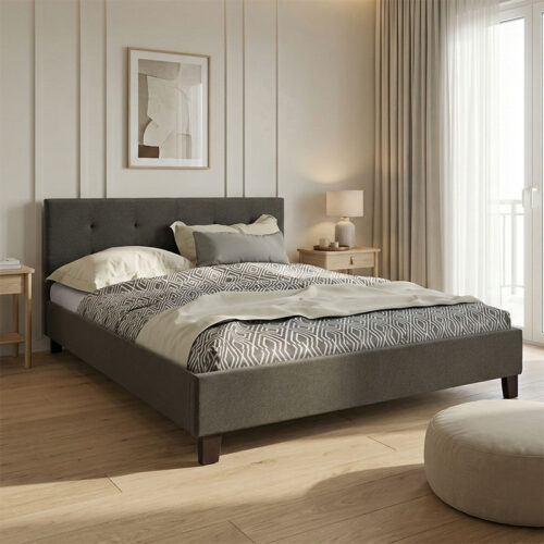 Κρεβάτι Mago pakoworld ύφασμα ανθρακί 150x200εκ (x1)