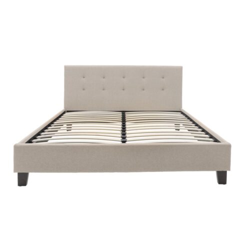 Κρεβάτι Mago pakoworld ύφασμα εκρού 160x200εκ (x1)